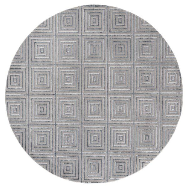 Manmade Cascades Tehama Blue & Grey Round Rug; 7 ft. 10 in. MA3090288 - main